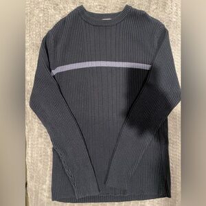 Aeropostale Black Crewneck Sweater with Gray Stripe slim fit Size L Y2K Vintage